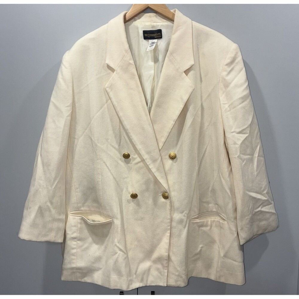 Requirements Woman Wool Double-Breasted Blazer Quiet Luxury Size 26W